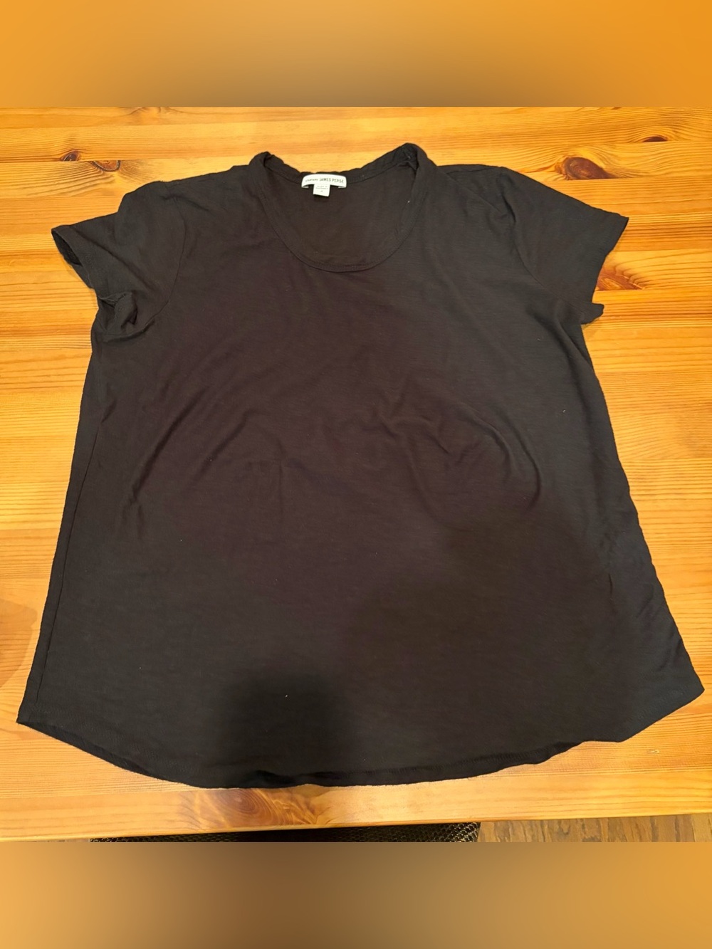 James Perse Black Short Sleeve Crewneck Tee T Shirt Women’s Size 4 L XL